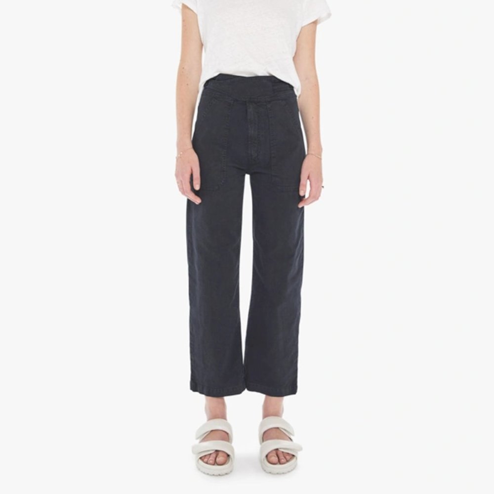 MOTHER The Wrapped Up Patch Ankle Caviar Pants In Black